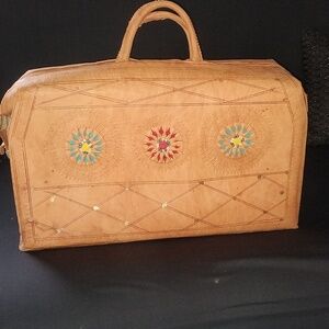 One of a kind, BEAUTIFUL, Vintage hand made all leather suitcase.